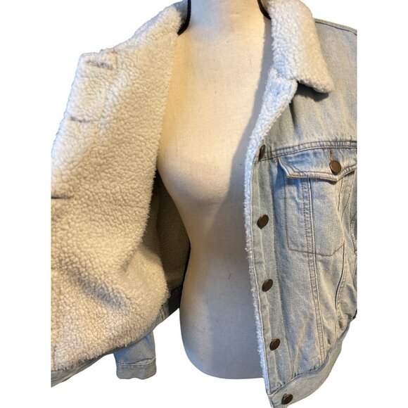 Ashley Vintage Charm Trucker Jean Sherpa-Lined Jacket Light Blue Size XL - Picture 2 of 6